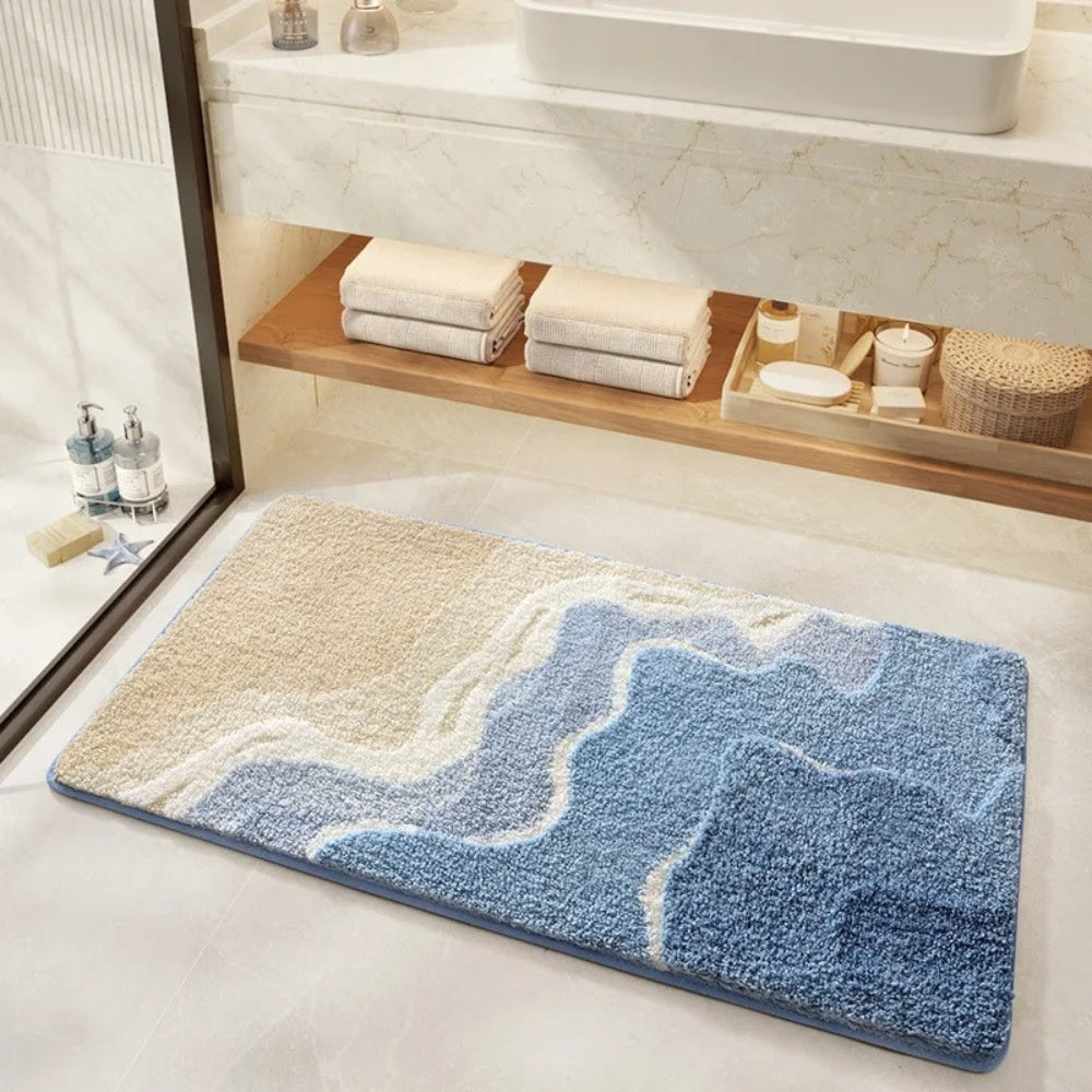 Closora | Seaside Footprint Pattern Bath Mat