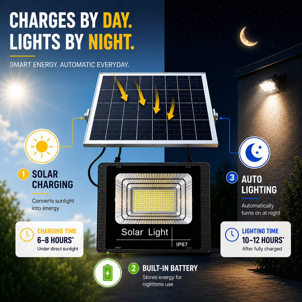 Closora | Soluxe Solar-Powered Outdoor Flood Light With Remote