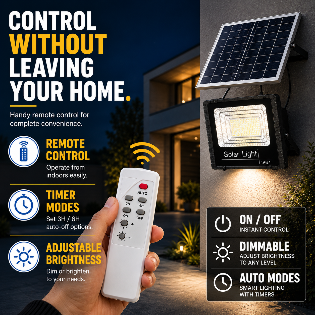 Closora | Soluxe Solar-Powered Outdoor Flood Light With Remote