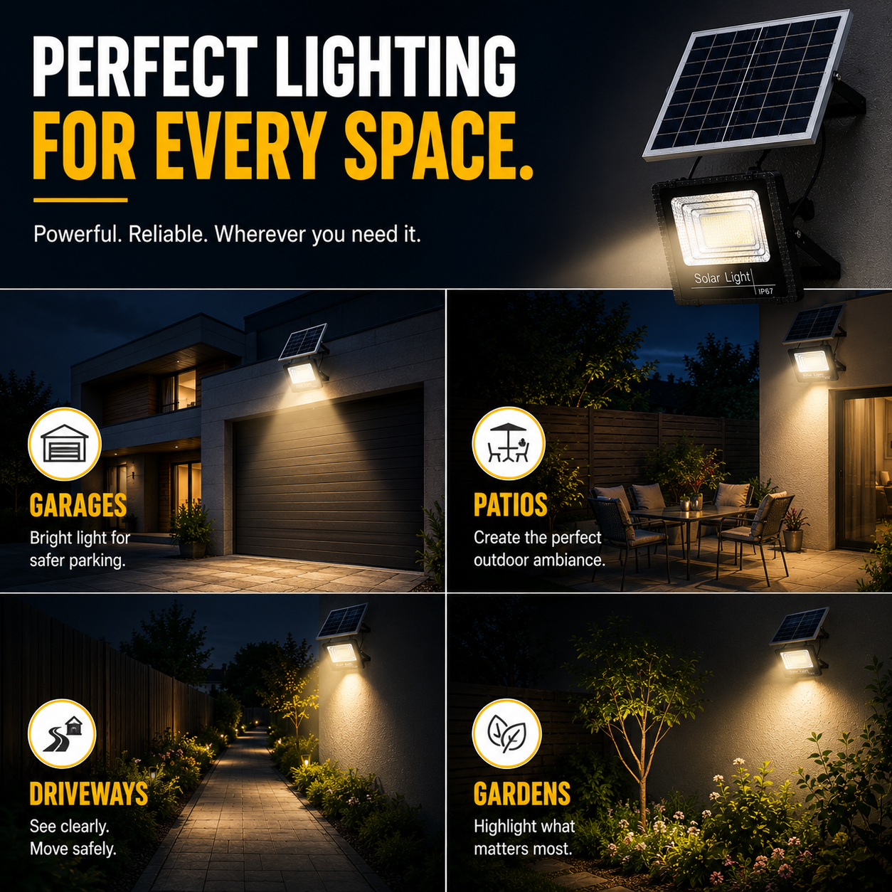 Closora | Soluxe Solar-Powered Outdoor Flood Light With Remote