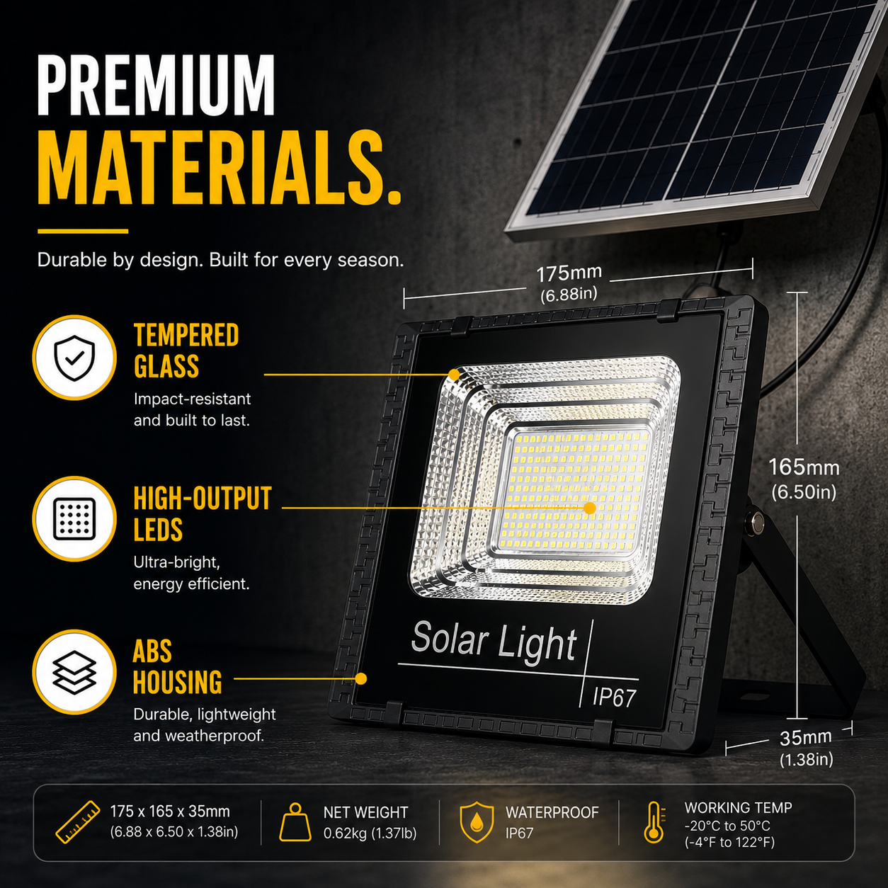 Closora | Soluxe Solar-Powered Outdoor Flood Light With Remote