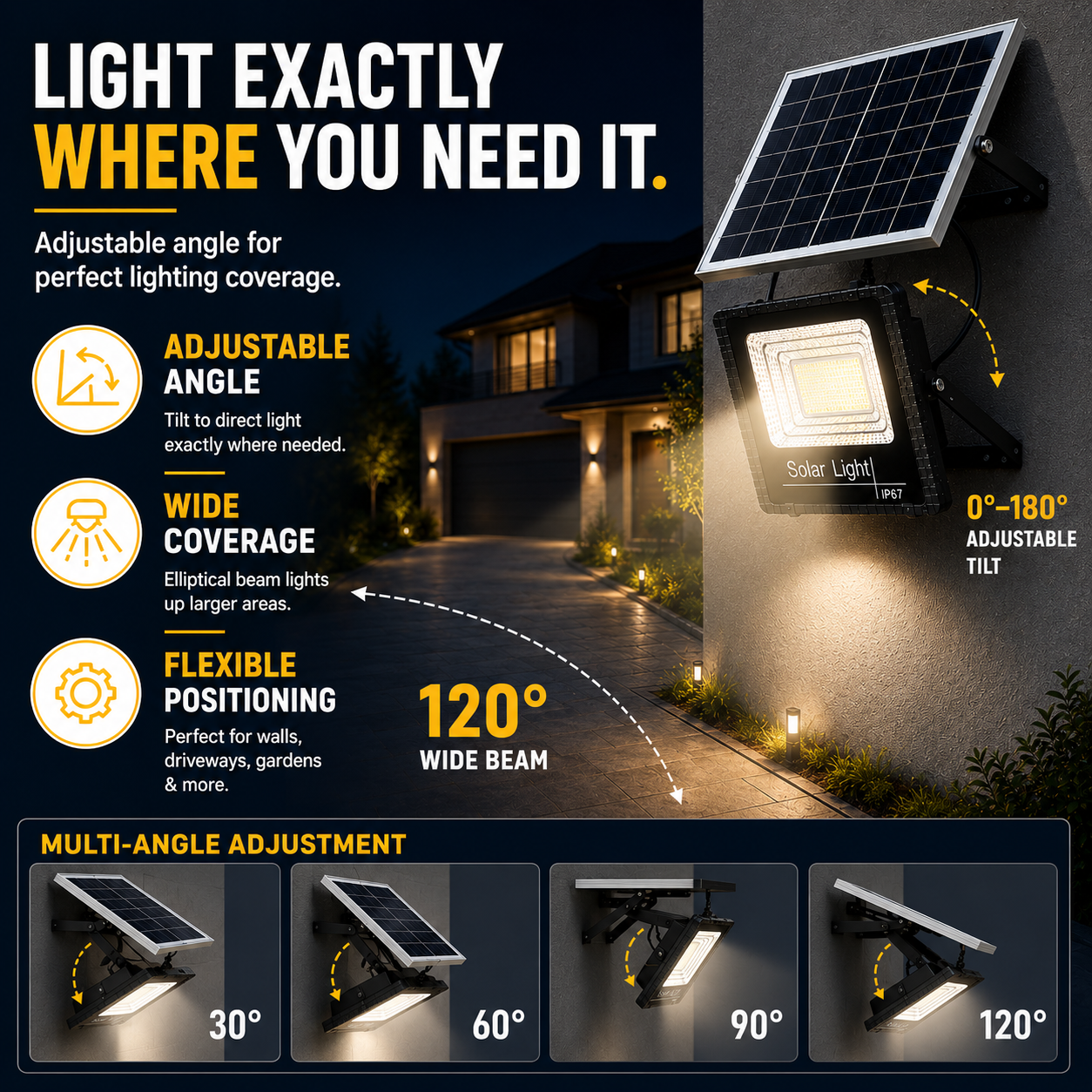 Closora | Soluxe Solar-Powered Outdoor Flood Light With Remote