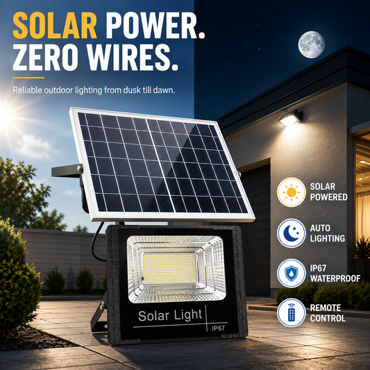 Closora | Soluxe Solar-Powered Outdoor Flood Light With Remote