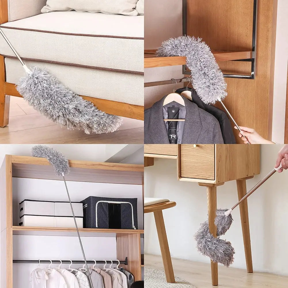 Closora | Telescopic Dust Duster with Extra Long Microfiber Head (Free 3 Replacement Cleaning Heads)