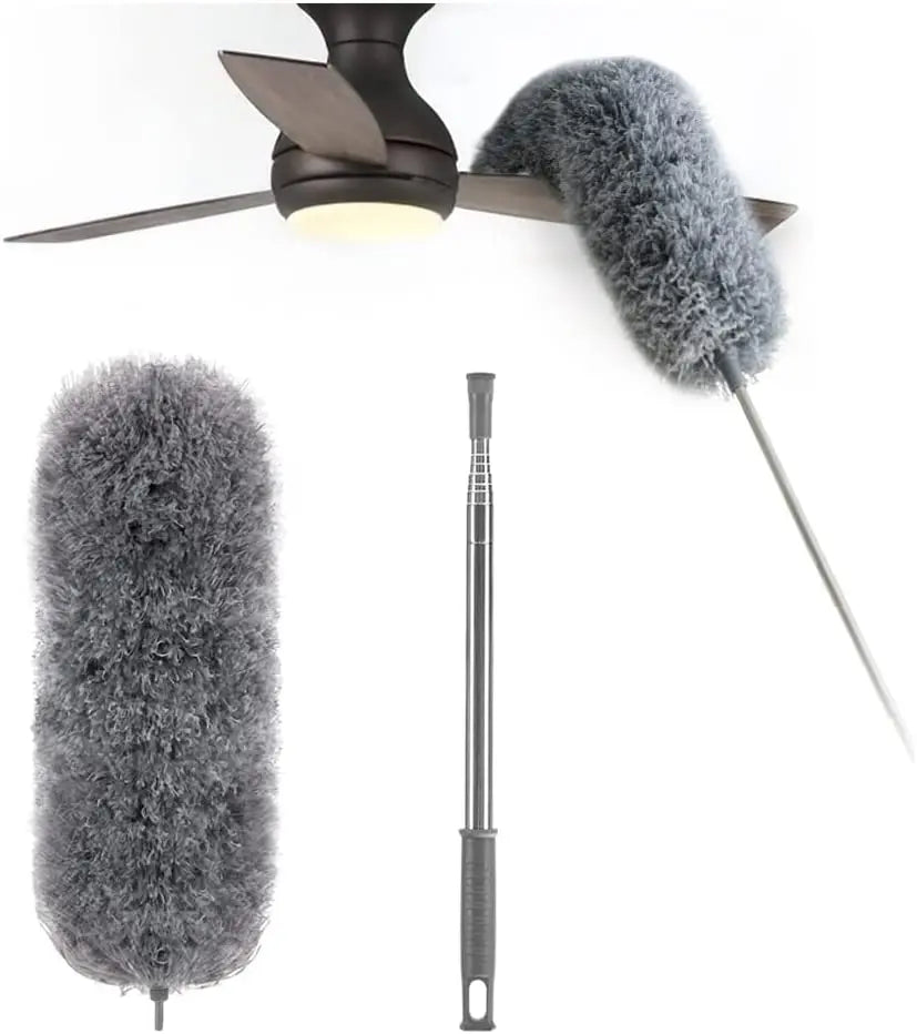 Closora | Telescopic Dust Duster with Extra Long Microfiber Head (Free 3 Replacement Cleaning Heads)