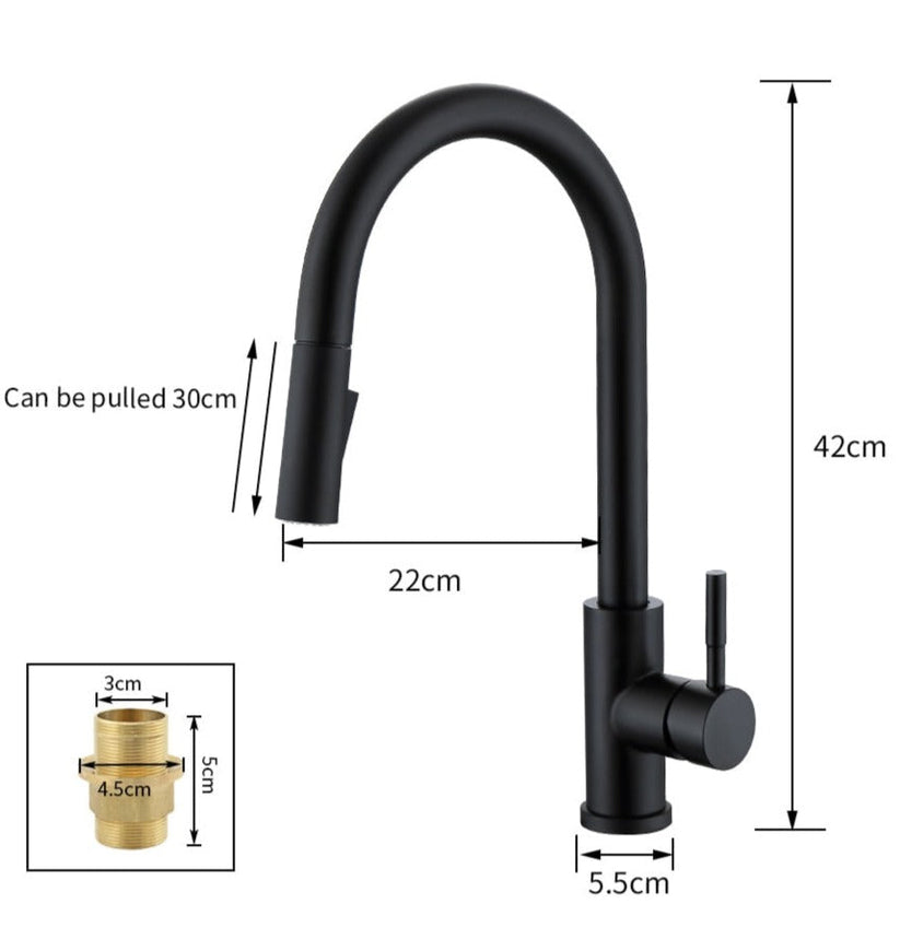 Closora | TouchTech Pull-Out Kitchen Tap – Sensor Touchless Mixer Tap with Flexible Spout | Modern Brass Faucet