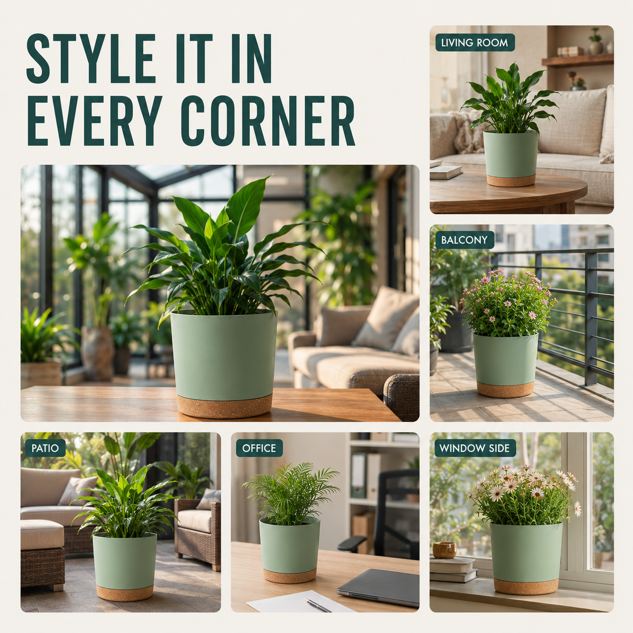 Closora | Verdara Large Lightweight Pot With Drainage Holes