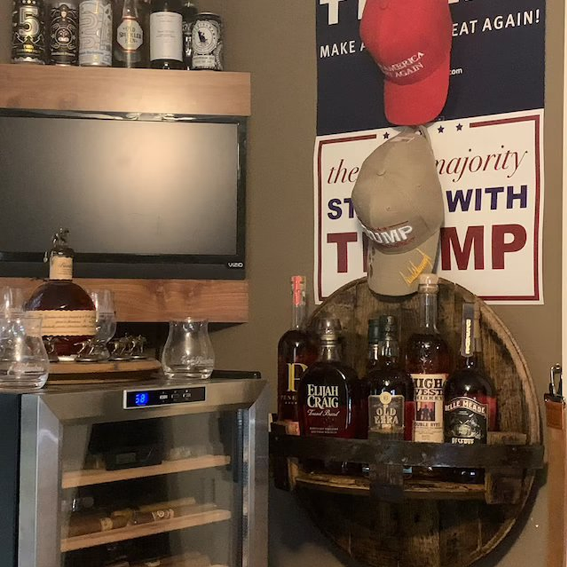 Closora | Whiskey Barrel Wall Shelf | Rustic Solid Wood Design | Round