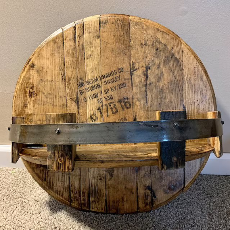 Closora | Whiskey Barrel Wall Shelf | Rustic Solid Wood Design | Round
