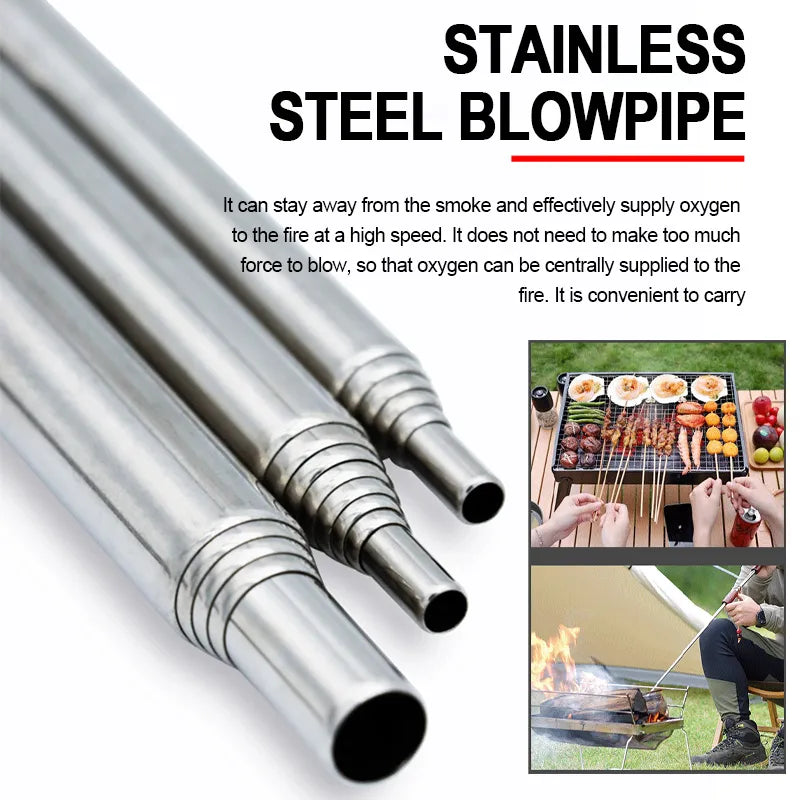 Collapsible Stainless Steel Fire Blowpipe for Camping