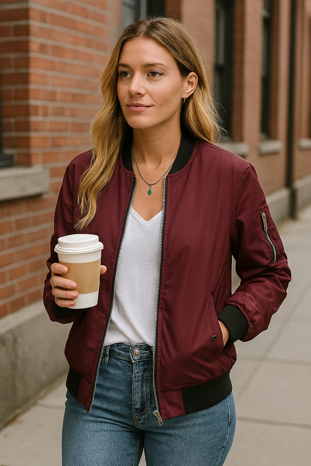 Comfortable Women's Zip-Up Bomber Jacket