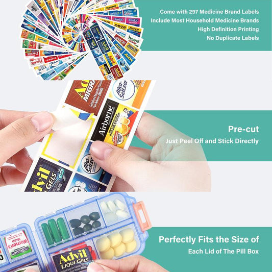 Compact Portable Travel Pill Organizer with 161 Labels