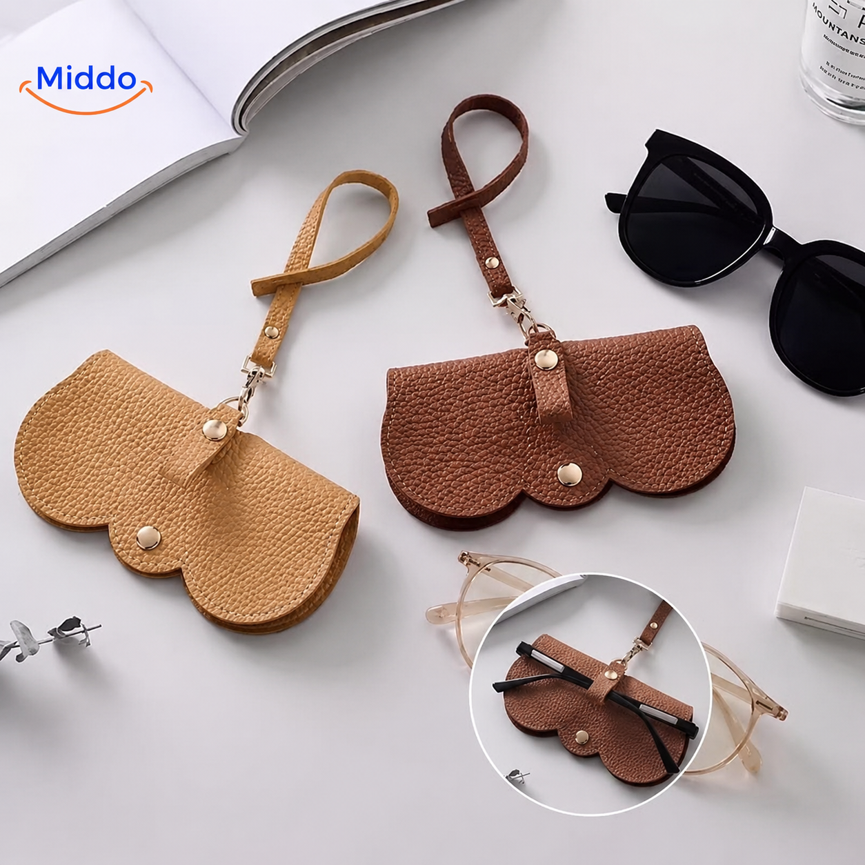 CompactVision™ - Slim Leather Glasses Case | Stylish Protection for Reading Glasses and Sunglasses