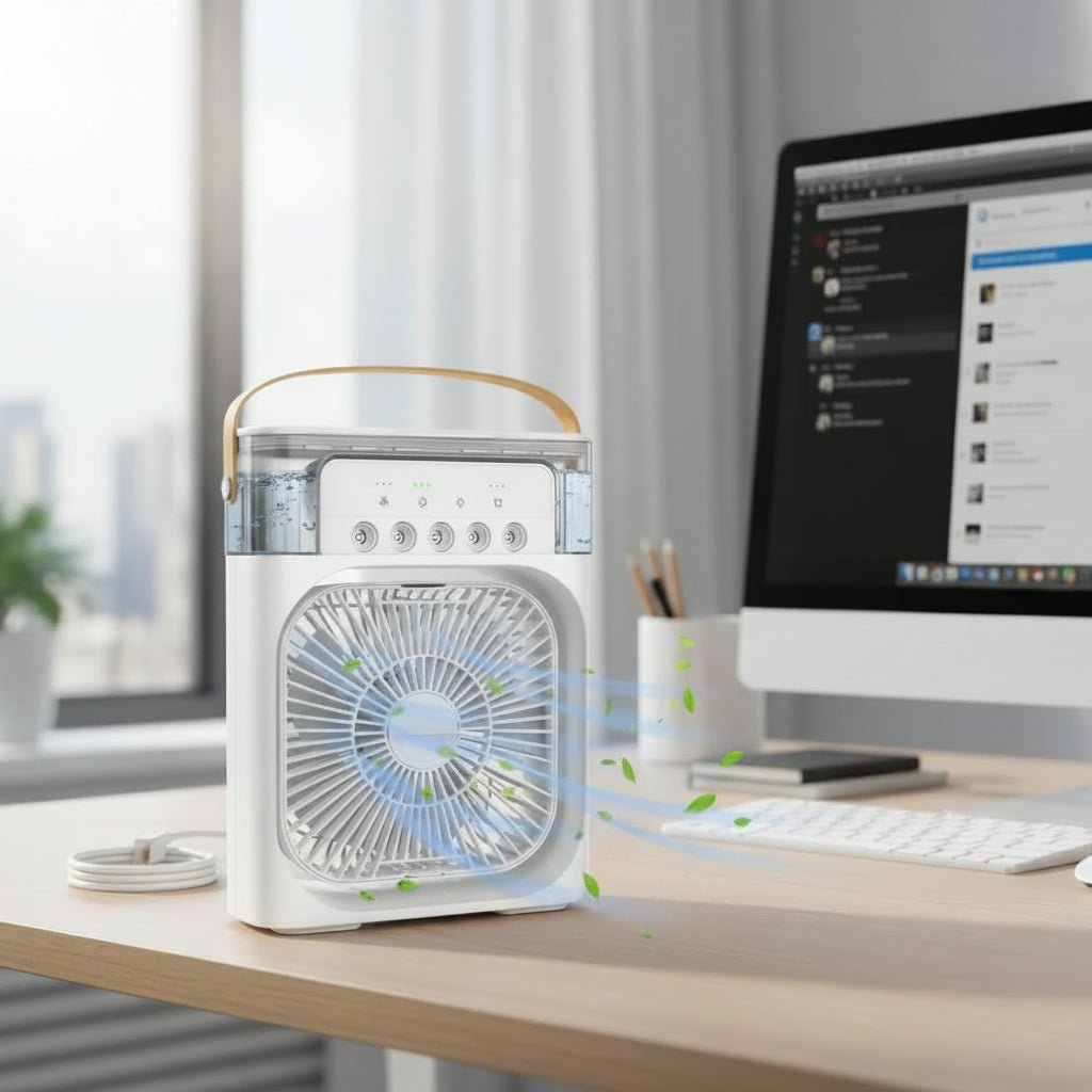 COOLNOVA MINI – Compact Mini Air Cooler with 3 Speeds and Spray Function