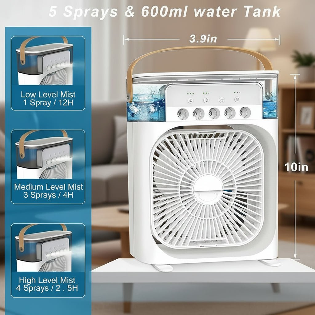 COOLNOVA MINI – Compact Mini Air Cooler with 3 Speeds and Spray Function