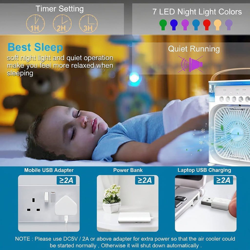 COOLNOVA MINI – Compact Mini Air Cooler with 3 Speeds and Spray Function