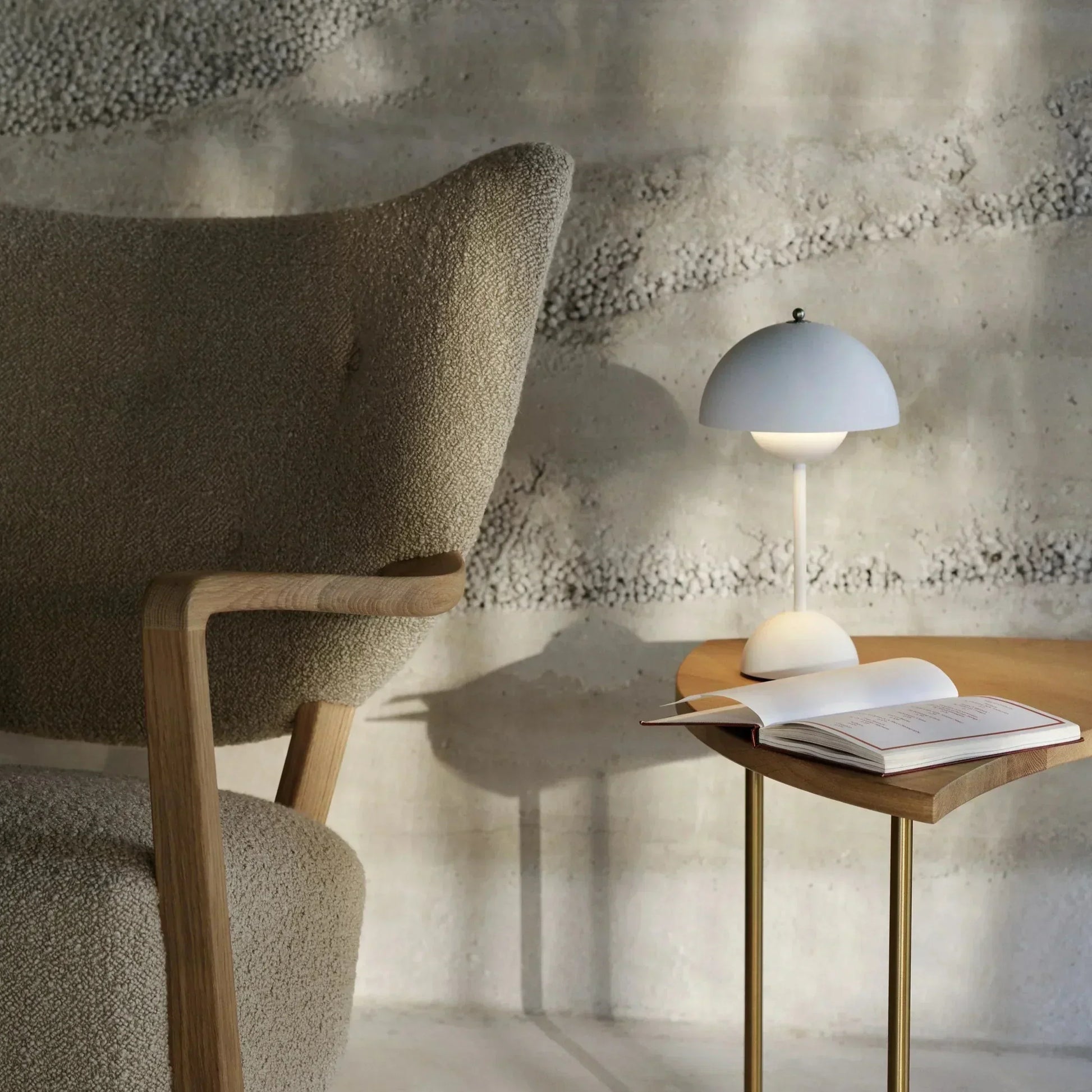 Cordless Retro LED Table Lamp with Umbrella Design