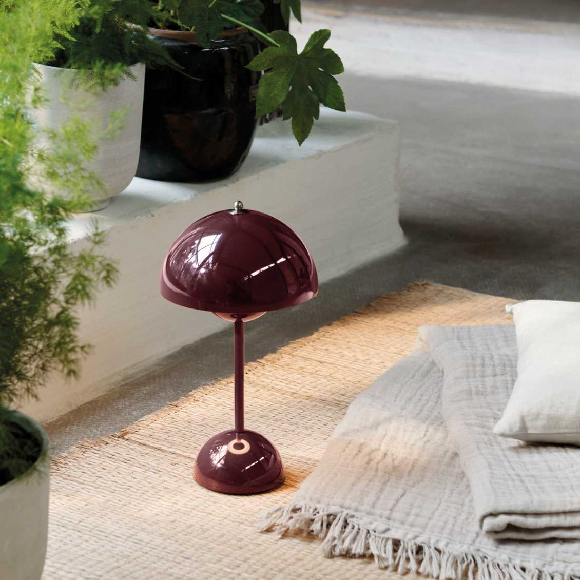 Cordless Retro LED Table Lamp with Umbrella Design