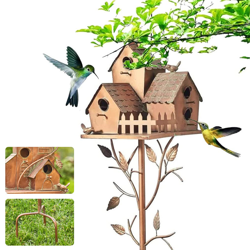 Decorative Birdhouses Garden Stakes Metal Outdoor