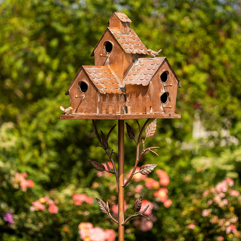 Decorative Birdhouses Garden Stakes Metal Outdoor