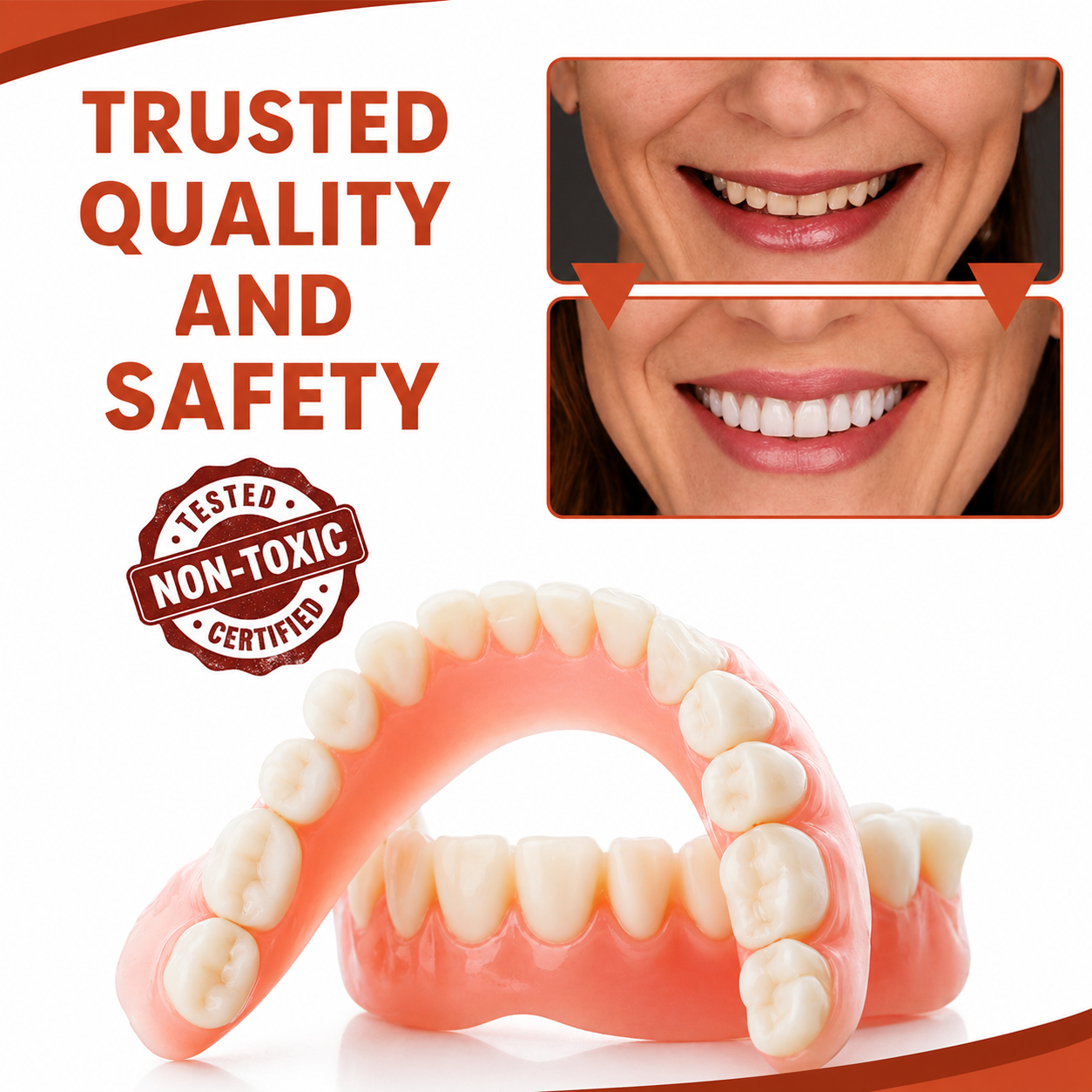 Dental Prosthesis | Soft Silicone Cushion | Non-Slip Fit Without Pressure Points | SecureSmile