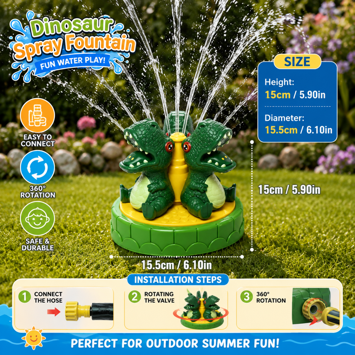 DINOSPLASH – Interactive Dinosaur Water Sprinkler for Fun Summer Play