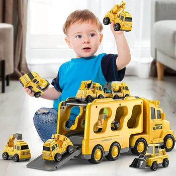 Double-Decker Truck Playset - Firefighter and Construction with Music