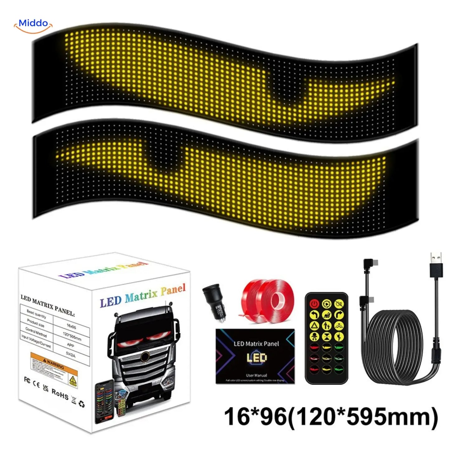 DriveFlex™ Matrix LED Screen | Devil Eyes, Texts & Animations via App + Remote Control