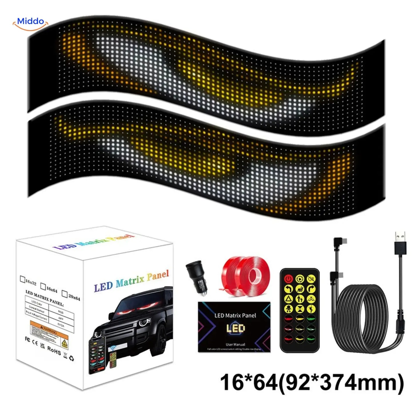DriveFlex™ Matrix LED Screen | Devil Eyes, Texts & Animations via App + Remote Control