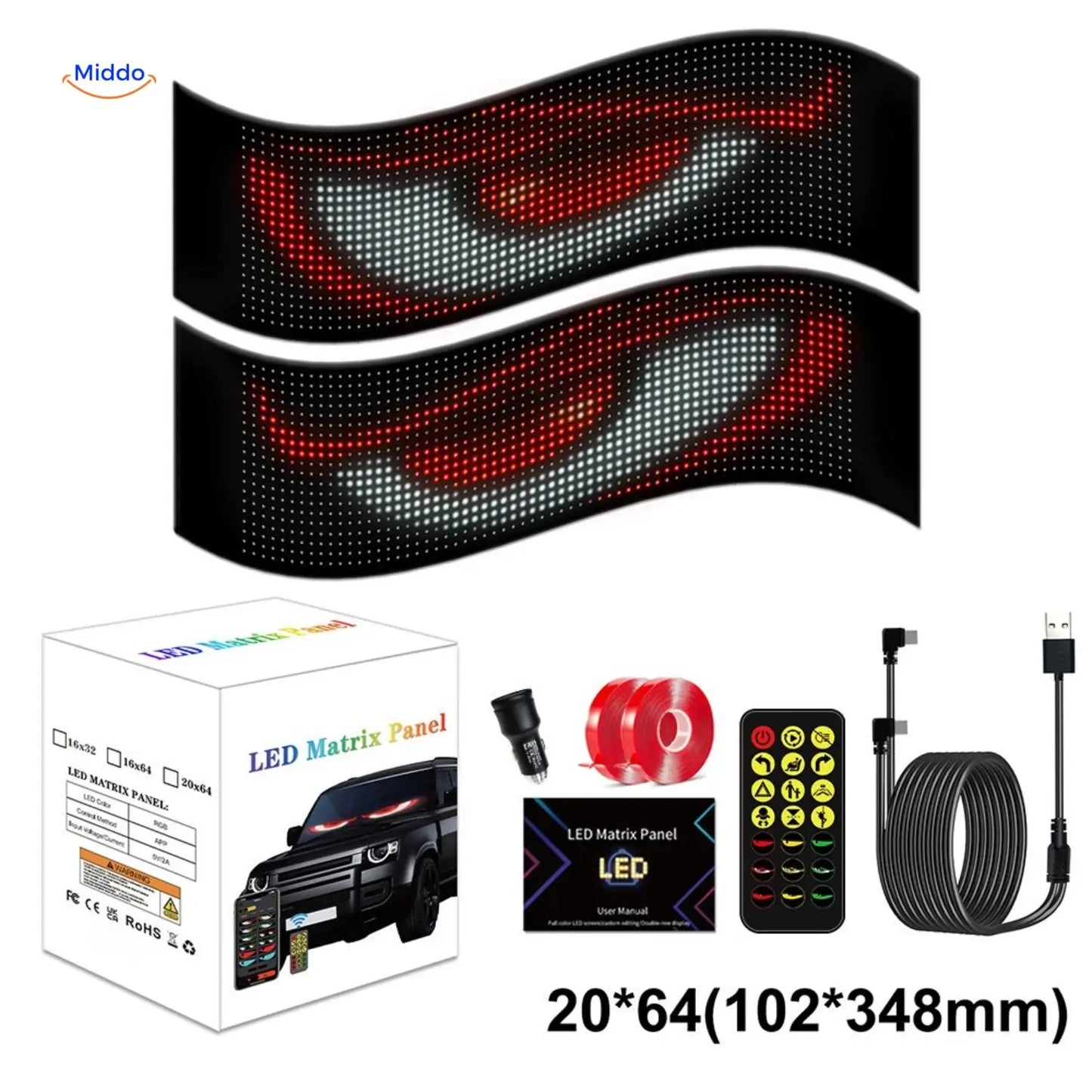 DriveFlex™ Matrix LED Screen | Devil Eyes, Texts & Animations via App + Remote Control