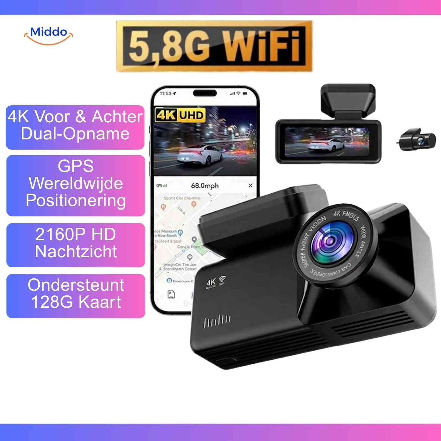 DriveGuard™ Dashcam | 4K video, WiFi and GPS tracking
