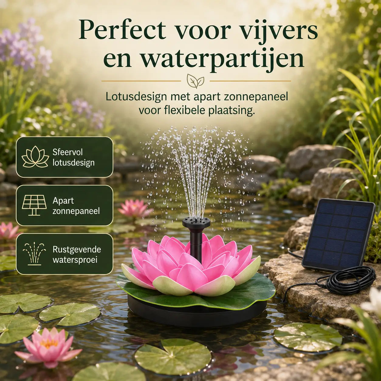 Eco-Friendly Fountain for Basins and Ponds with our Solar Oasis™