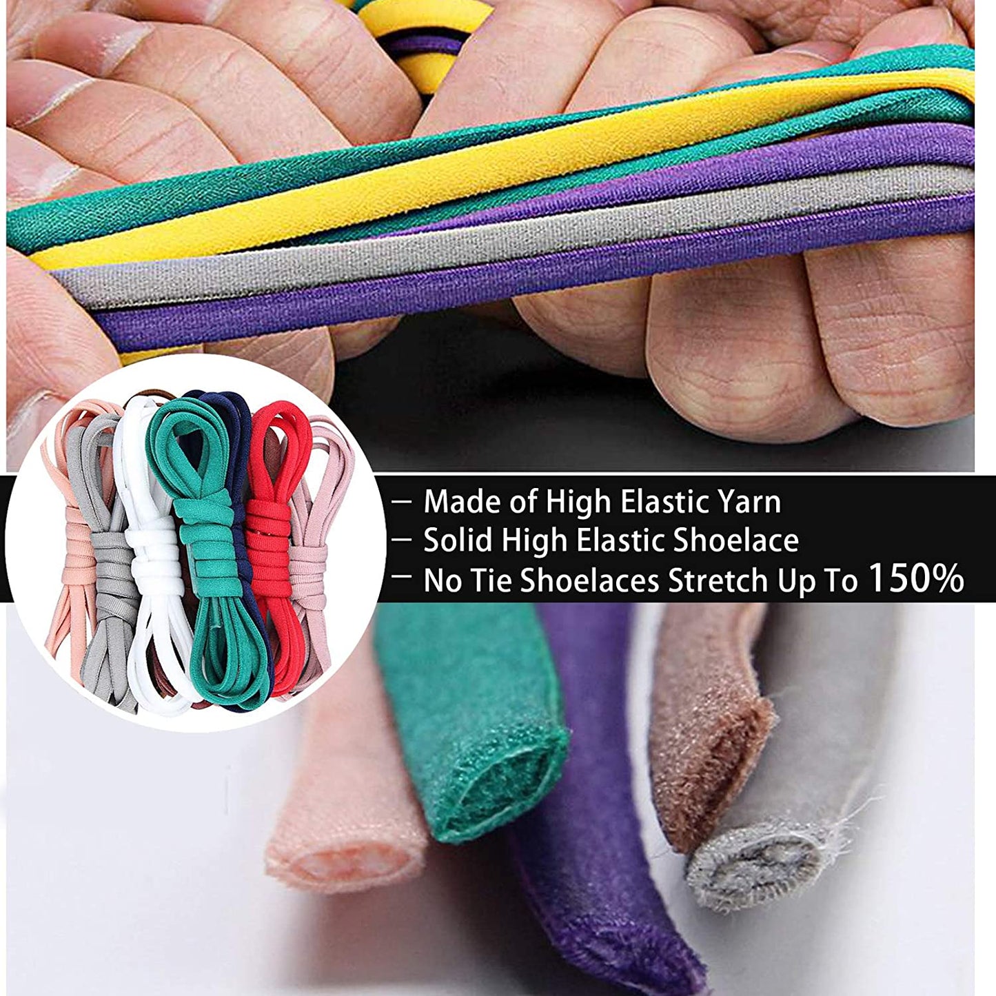 Elastic No-Tie Shoelaces for Adults & Kids