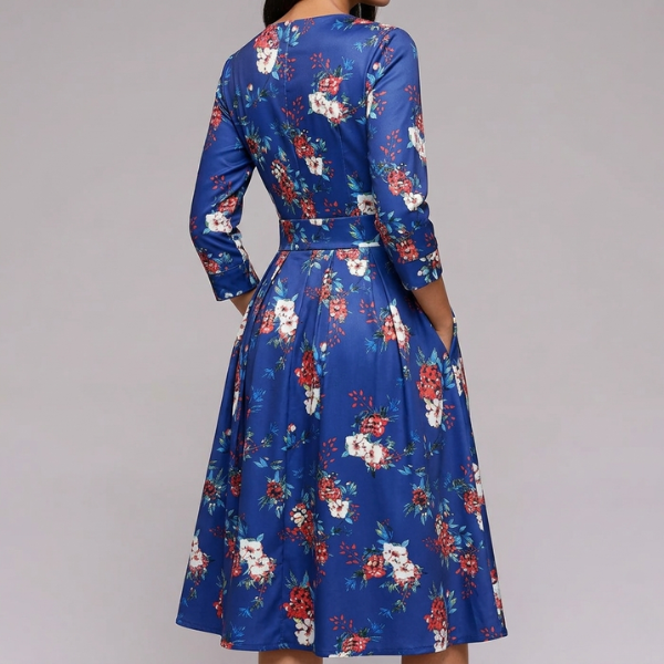 Elegant Floral A Line Midi Dress - Image 2