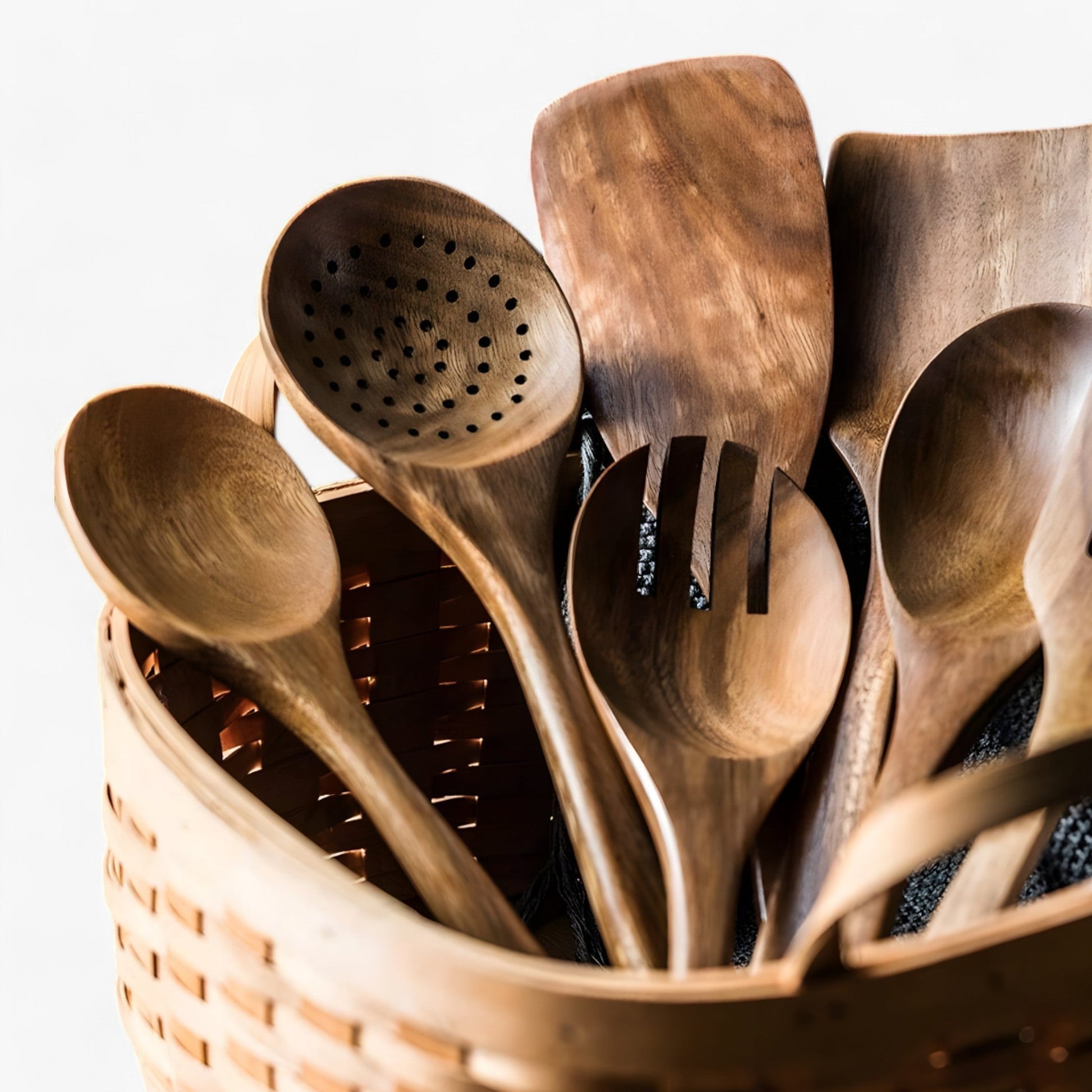 Elegant Teak Kitchen Utensil Set – 9 Pieces with Holder