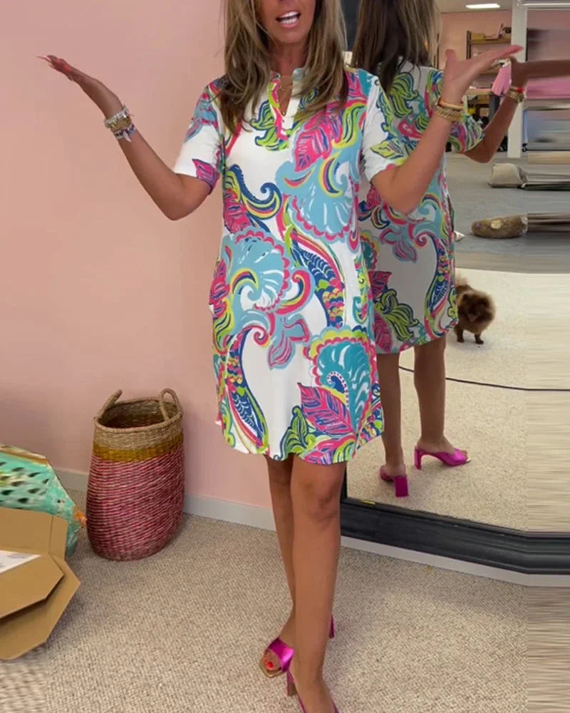 Emma | Slim Fit Dress with Cheerful Print
