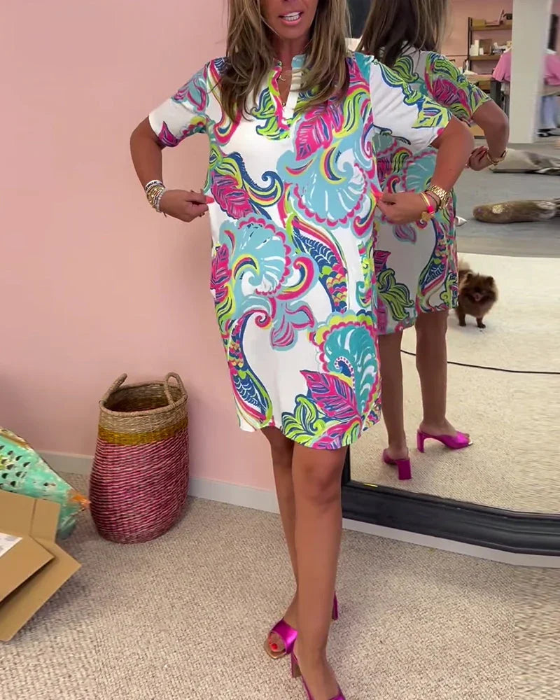 Emma | Slim Fit Dress with Cheerful Print