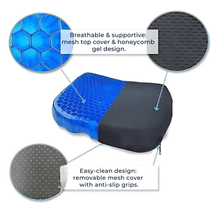 Ergonomic Gel Seat Cushion – Relieves Back & Tailbone Pain