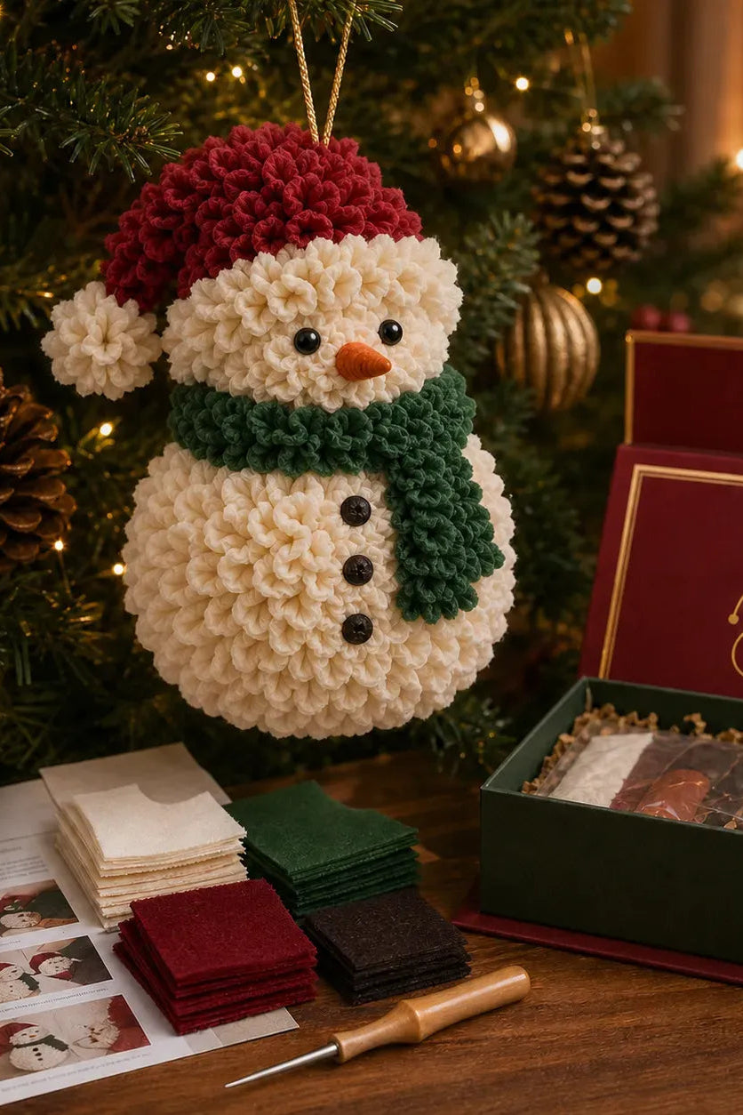 Fabric-Poke Snowman Christmas Ornament Kit