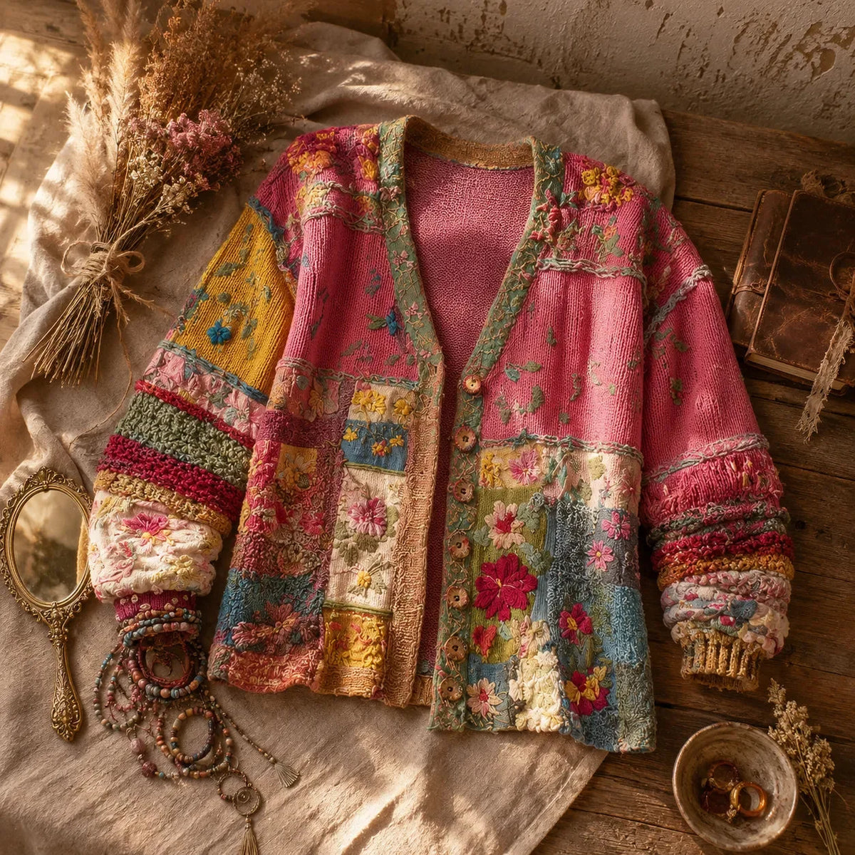 Floral Patchwork Boho Cardigan