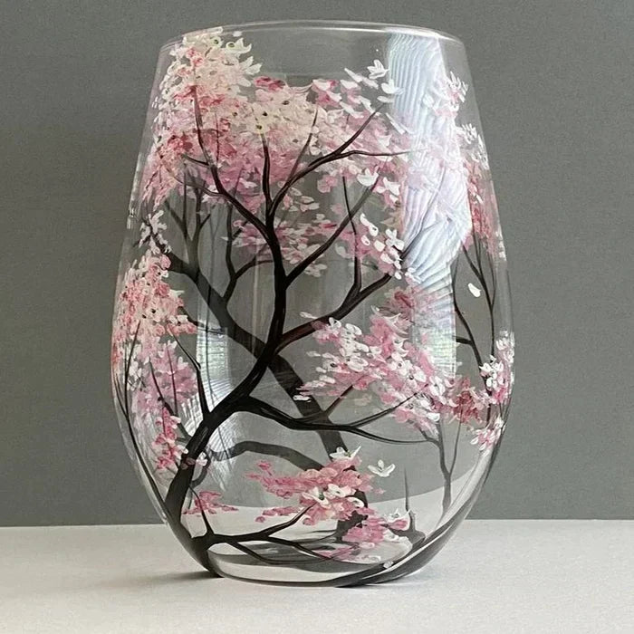 Four Seasons Tree Wine Glasses - Hand Painted Art