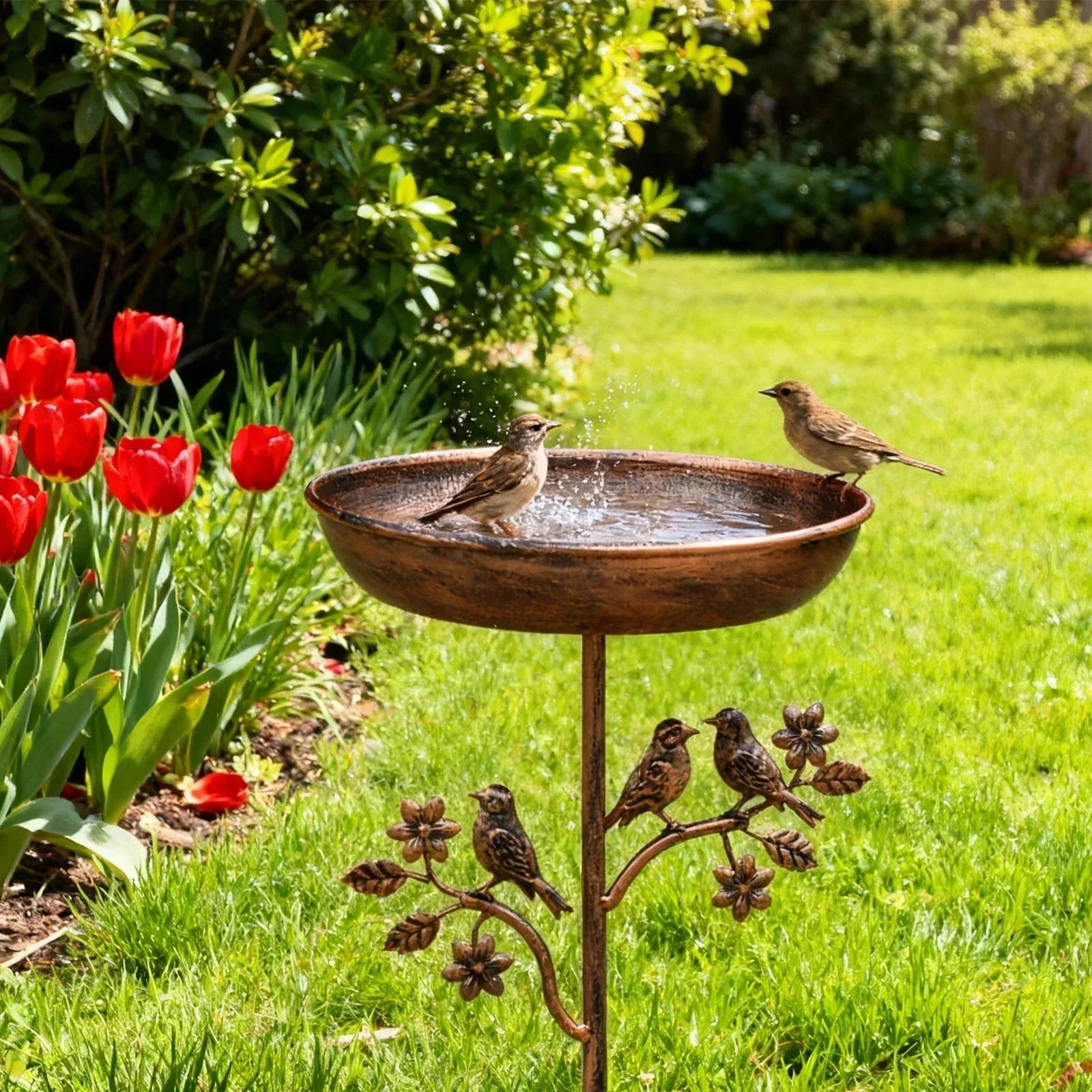 Garden Bird Bath | Decorative Bowl | Sturdy Spike | GardenShine