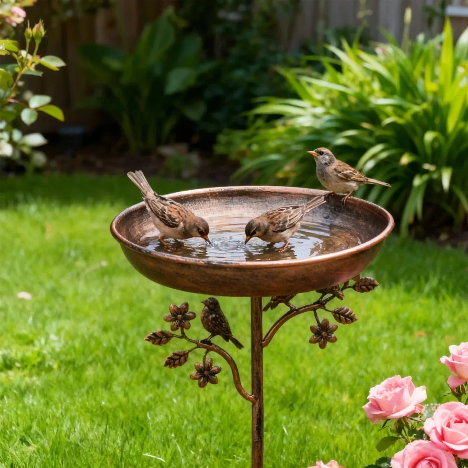 Garden Bird Bath | Decorative Bowl | Sturdy Spike | GardenShine