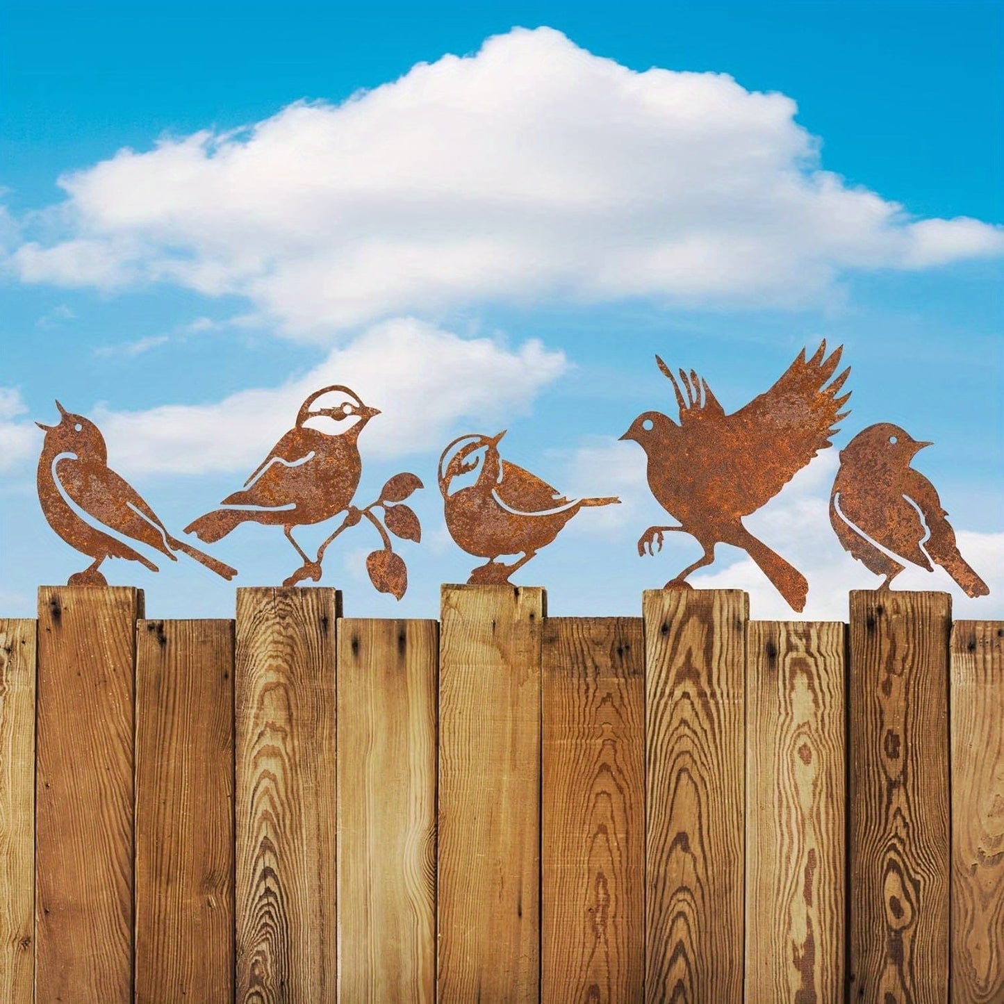 Garden Birds Set | Corten Steel Decor | Weather Resistant Outdoor Sculpture
