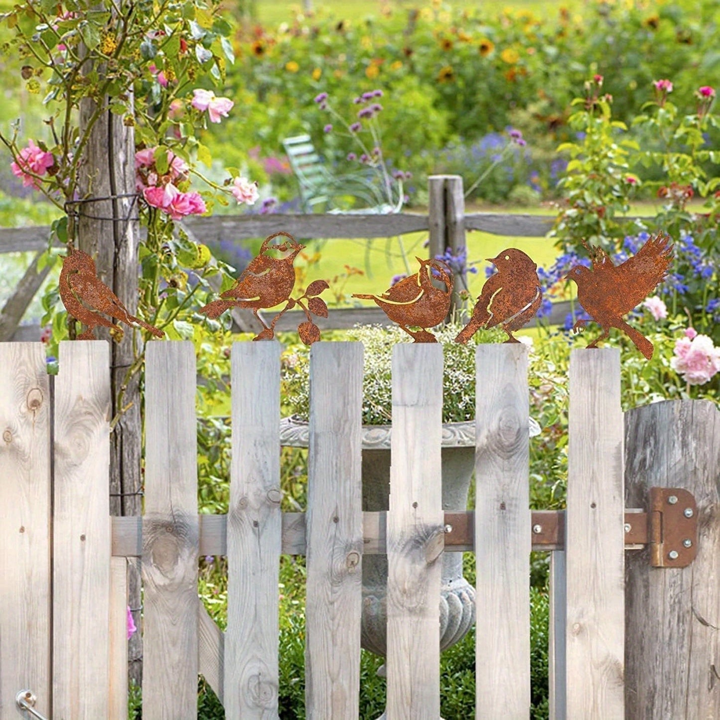 Garden Birds Set | Corten Steel Decor | Weather Resistant Outdoor Sculpture