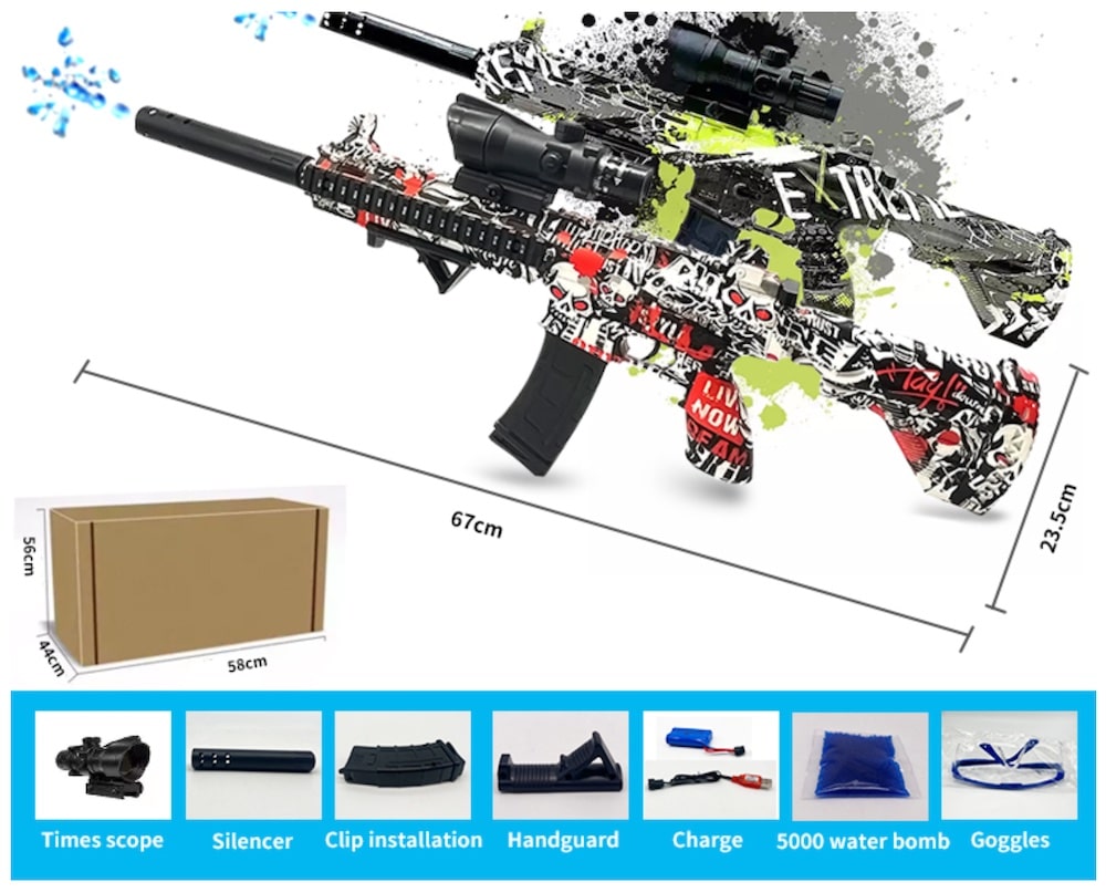 Gel Blaster Rifle - including gel balls - range of 18+ meters -