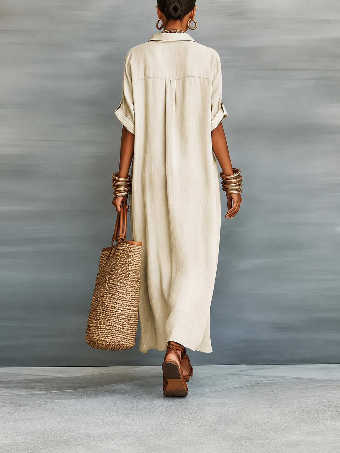 Gemma Linen Long Shirt Sundress - Image 1