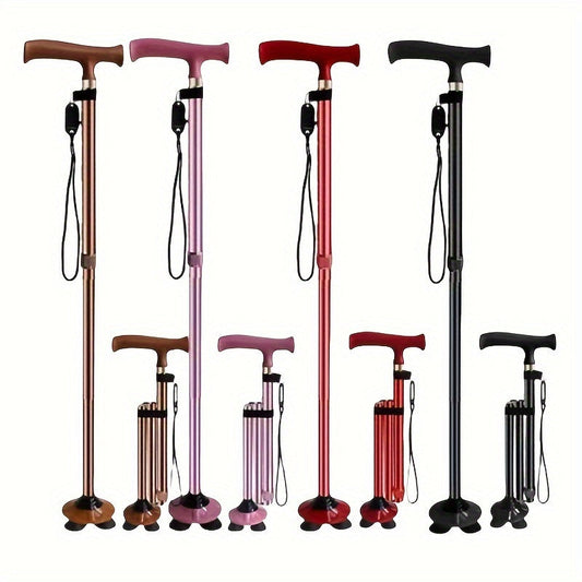GlideGrip | 4-Leg Walking Stick – Foldable, Stable & Safe for Daily Use