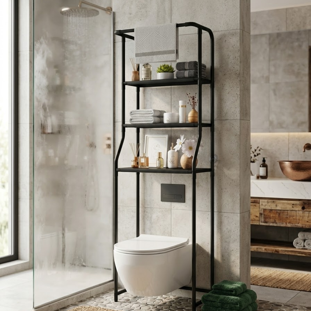 GlideHold® BathroomShelf: Stylish Minimalist 3-Tier Bathroom Shelf