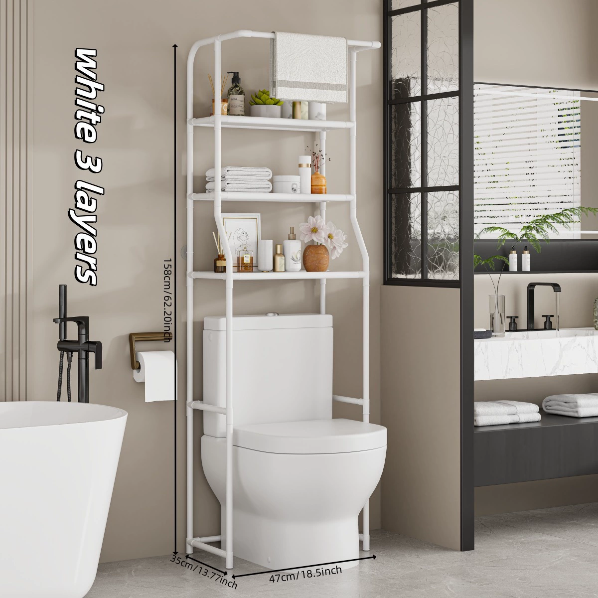 GlideHold® BathroomShelf: Stylish Minimalist 3-Tier Bathroom Shelf